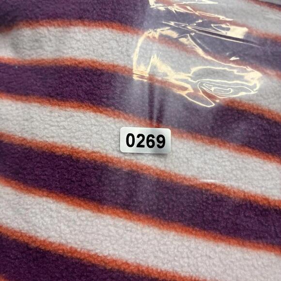 Stussy Polar Fleece Sweatshirt Men’s XL White Purple Berry Stripes Sweater Logo - Picture 7 of 7